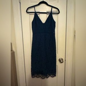 ASTR the label; Navy; Lace fitted midi dress; Size Small